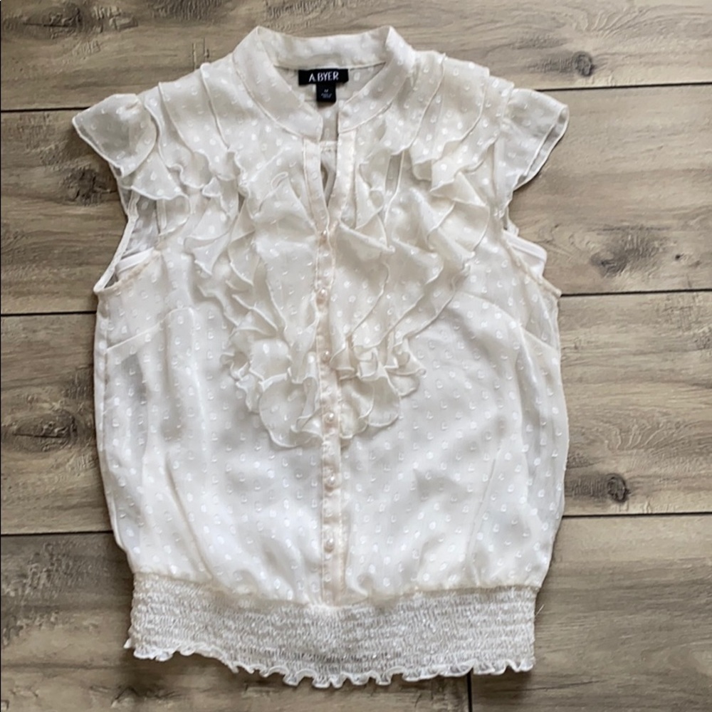 A. BYER Junior Women’s Ruffle Blouse Top Size M